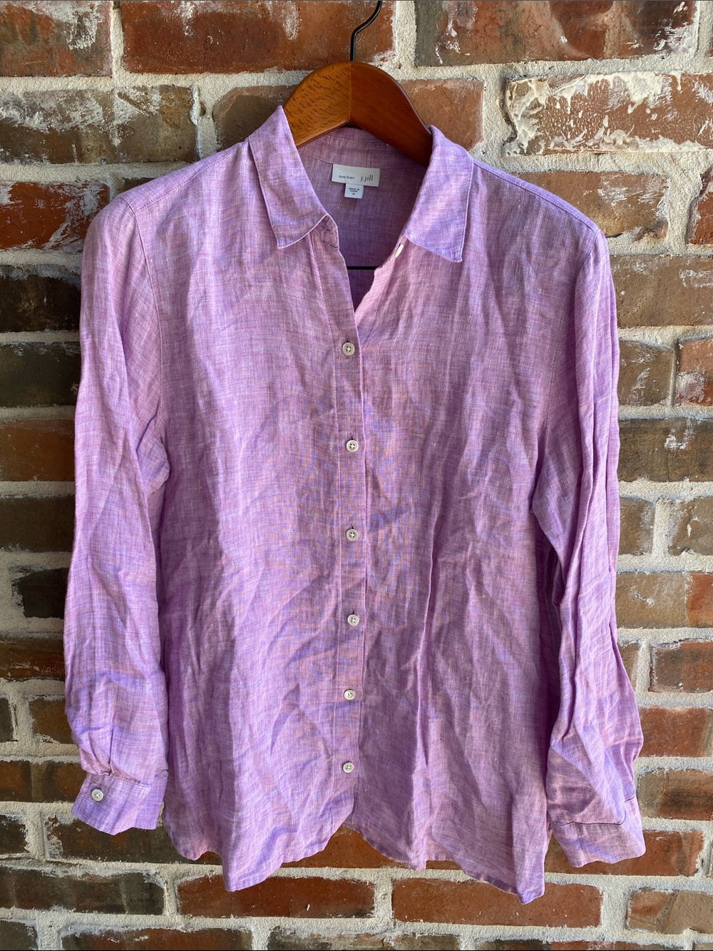 J. Jill Love Linen Button-Down Shirt - Lavender